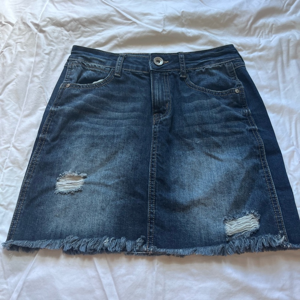 Dark wash denim skirt